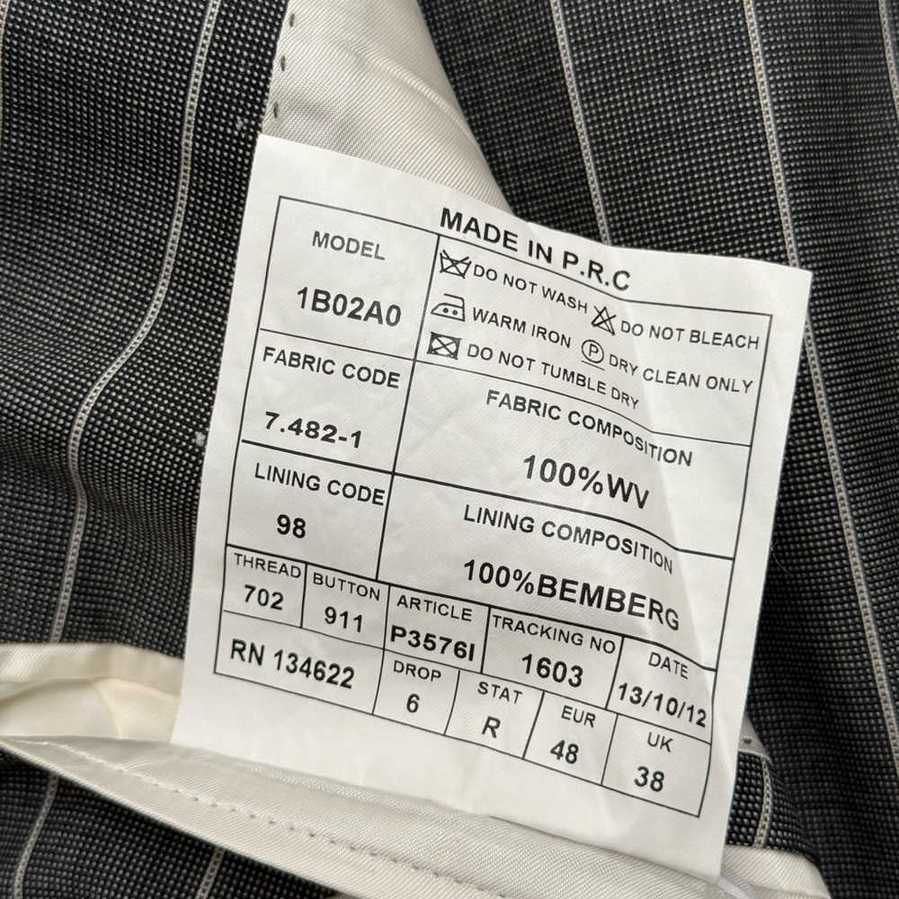SuitSupply gray pinstripe wool 2pc suit - vitale barberis canonico eu 48/ us 38 - Picture 11 of 11